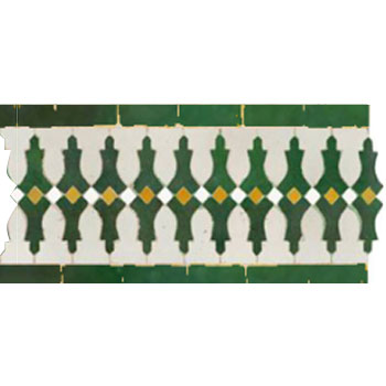Mosaic House Moroccan tile Ank 1-26-10-16 White Polar White Green Gold  zellige, mosaic, zellij, border, glaze 